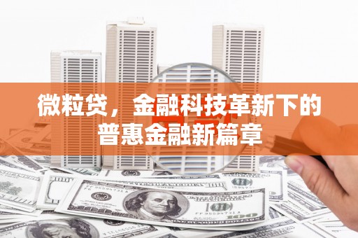 仁爱微粒贷，金融科技革新下的普惠金融新篇章